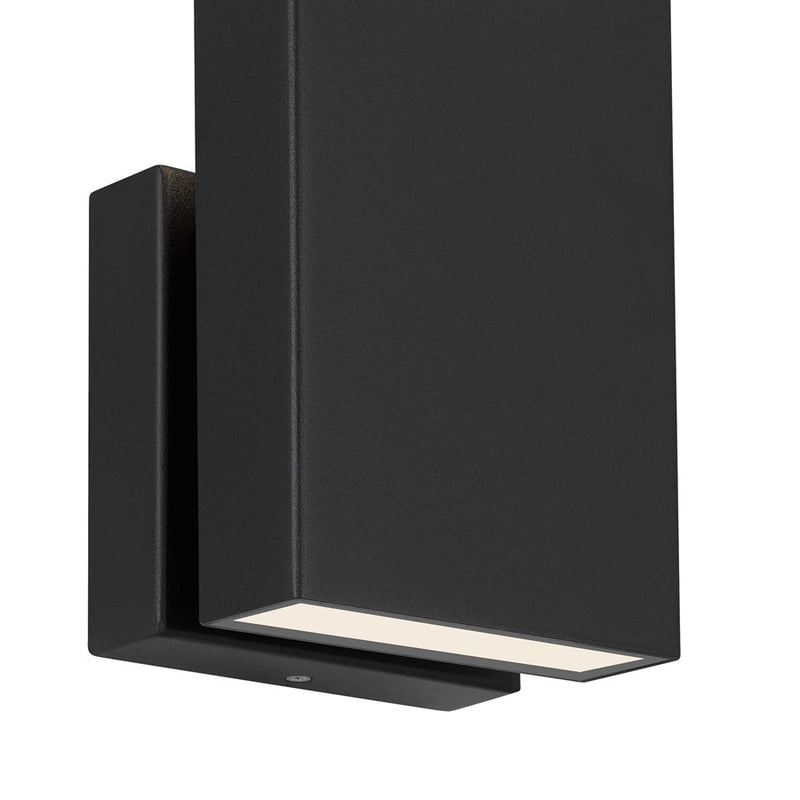 Alteck Mille 12in 1-Light LED Outdoor Wall Sconce | Contemporary Sand Black Aluminum and Cloudy Glass | Entryway & Patio | Model AW0116-3CCT-W-BK