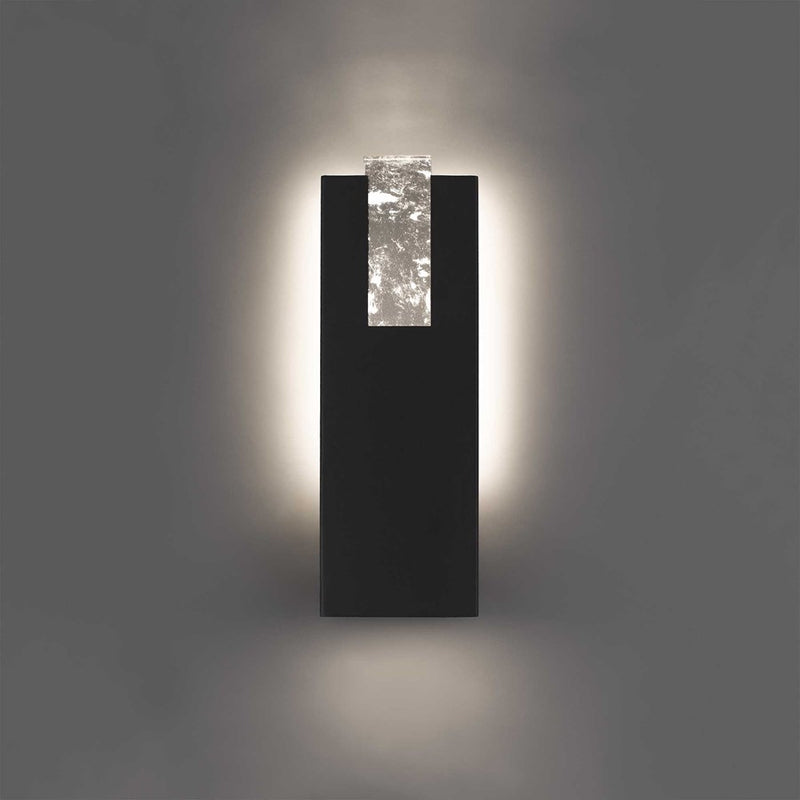 Alteck Mille 18in 1-Light LED Outdoor Wall Sconce | Contemporary Sand Black and Cloudy Glass | Entryway & Patio | Model AW0117-3CCT-W-BK