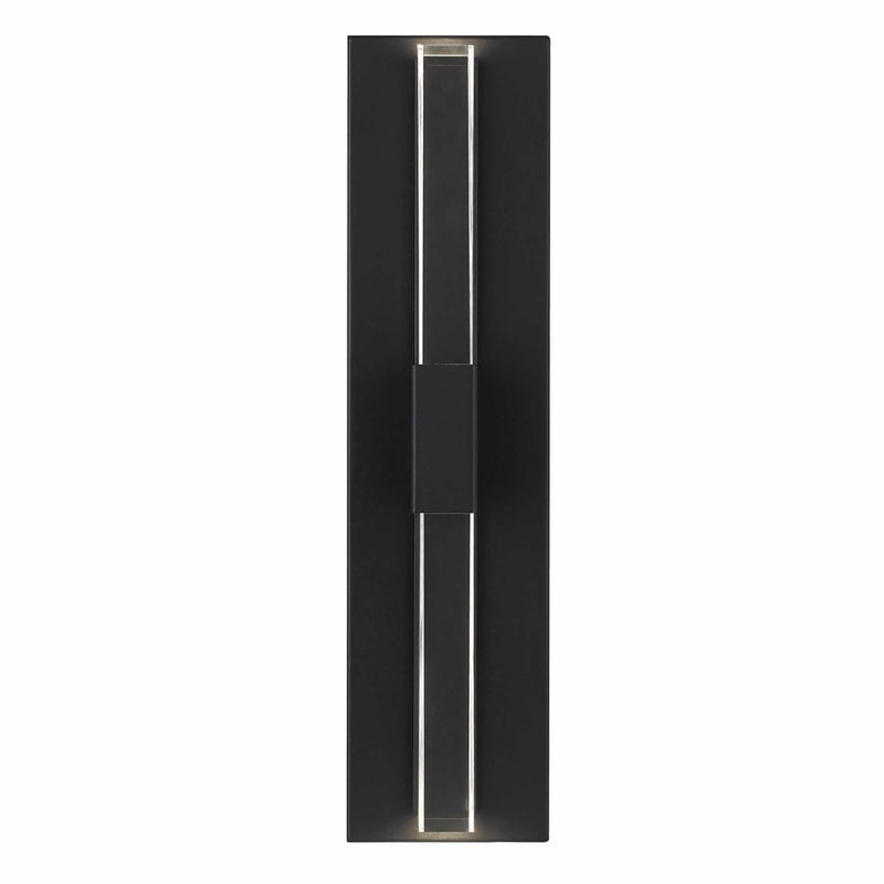 Alteck Arles 18in 1-Light LED Outdoor Wall Sconce | Contemporary Sand Black Aluminum and V-Grove Acrylic | Entryway & Patio | Model AW0121-3CCT-W-BK