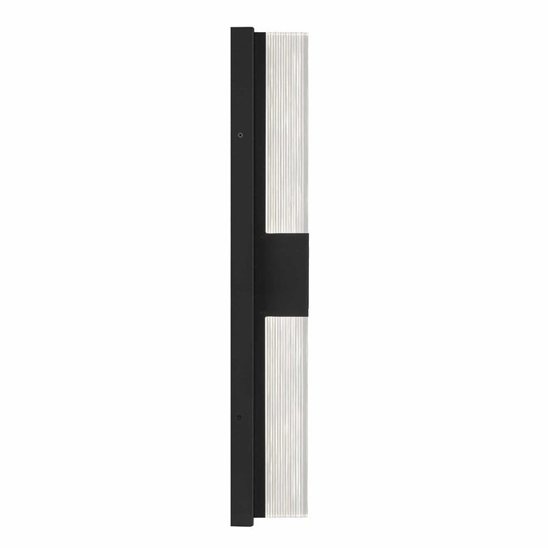 Alteck Arles 18in 1-Light LED Outdoor Wall Sconce | Contemporary Sand Black Aluminum and V-Grove Acrylic | Entryway & Patio | Model AW0121-3CCT-W-BK