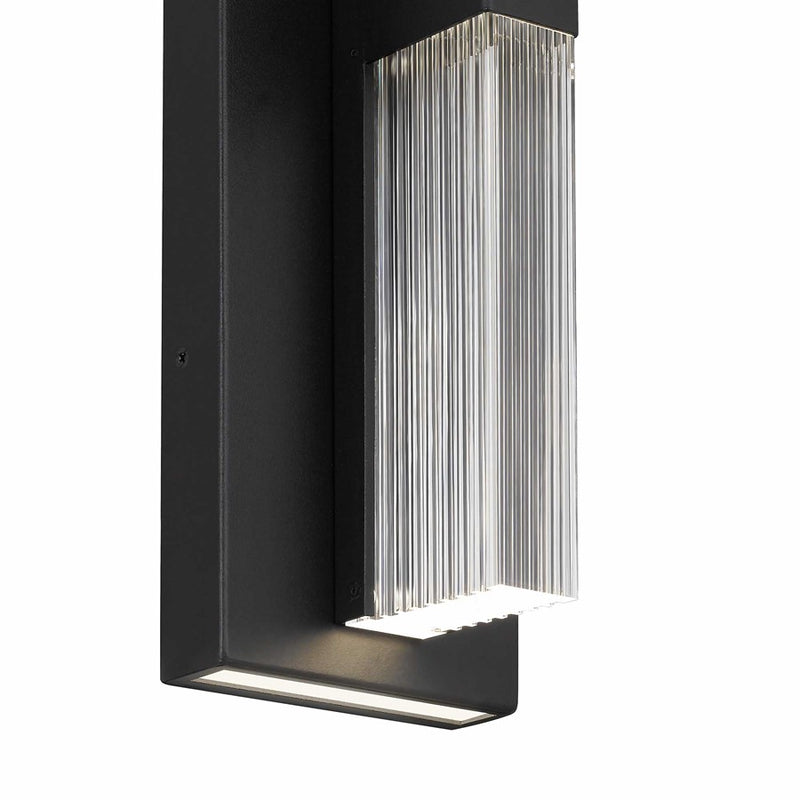 Alteck Arles 18in 1-Light LED Outdoor Wall Sconce | Contemporary Sand Black Aluminum and V-Grove Acrylic | Entryway & Patio | Model AW0121-3CCT-W-BK