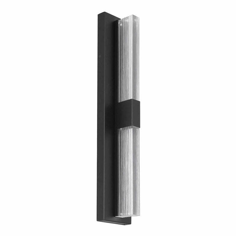 Alteck Arles 25in LED Outdoor Wall Sconce | Contemporary Sand Black Aluminum and V-Groove Acrylic | Porch & Entryway | Model AW0122-3CCT-W-BK