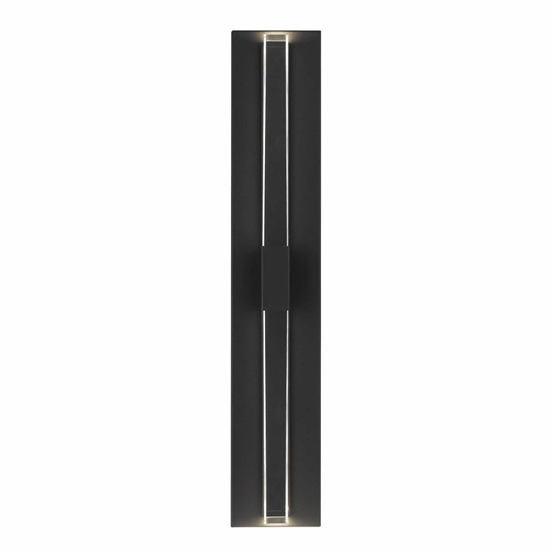 Alteck Arles 25in LED Outdoor Wall Sconce | Contemporary Sand Black Aluminum and V-Groove Acrylic | Porch & Entryway | Model AW0122-3CCT-W-BK