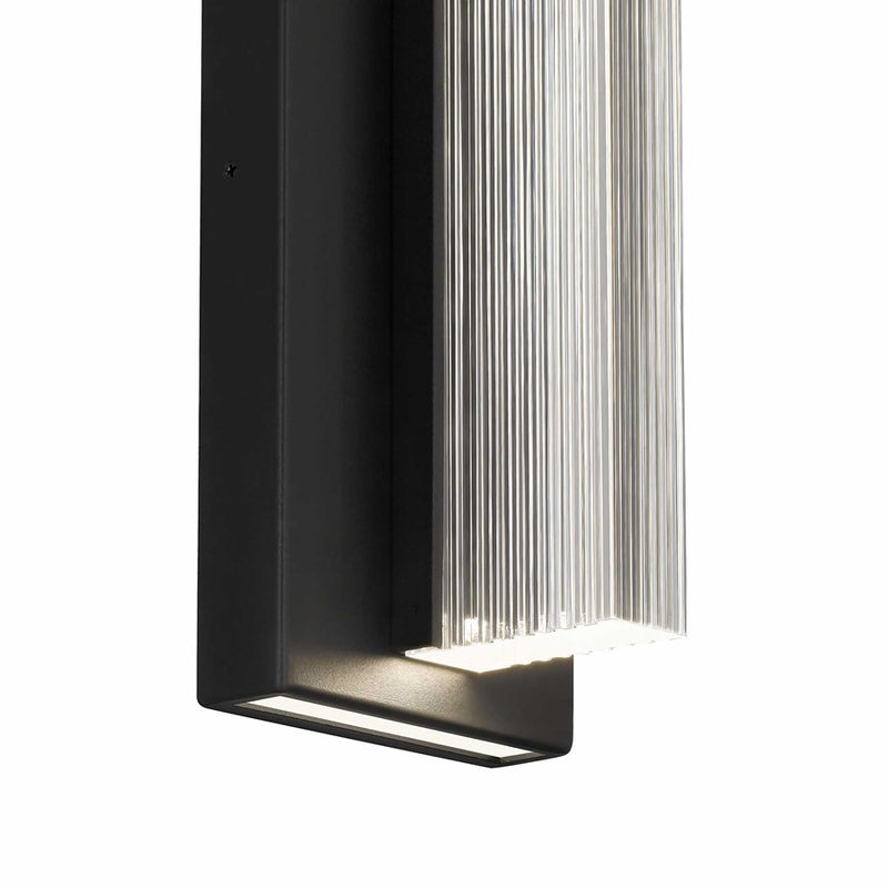 Alteck Arles 25in LED Outdoor Wall Sconce | Contemporary Sand Black Aluminum and V-Groove Acrylic | Porch & Entryway | Model AW0122-3CCT-W-BK