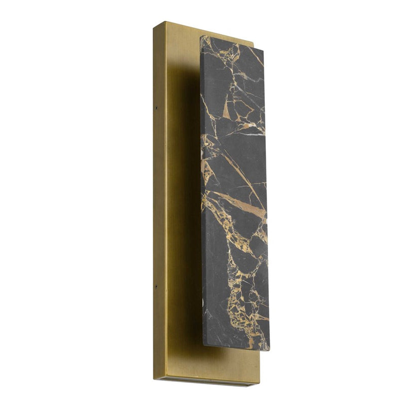 Alteck Zoey 18in 1-Light LED Outdoor Wall Sconce | Contemporary Painted Antique Brass and Black Marble | Entryway & Patio | Model AW0123-3CCT-W-PAB