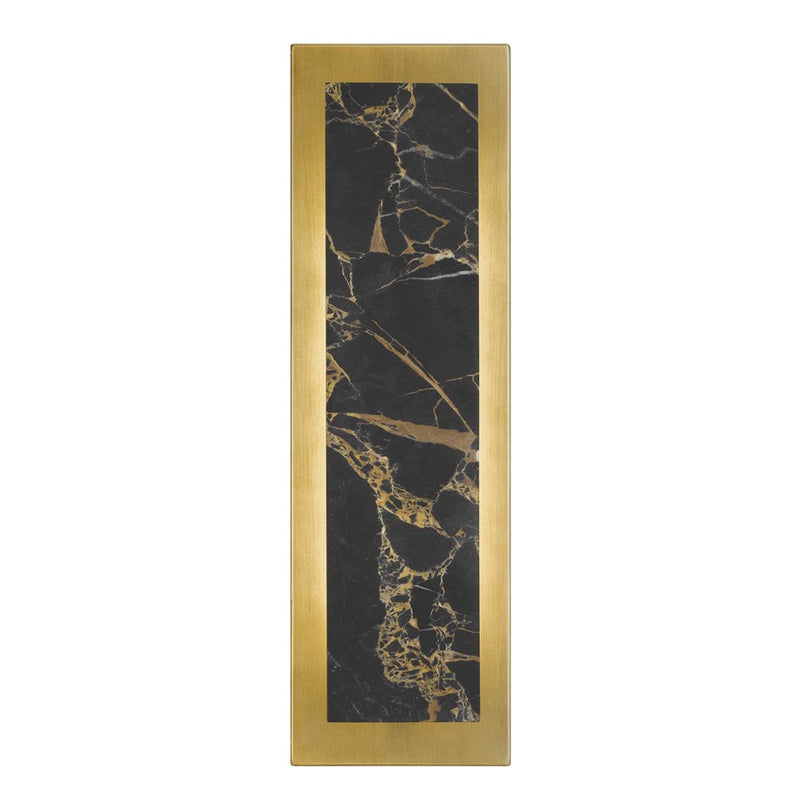 Alteck Zoey 18in 1-Light LED Outdoor Wall Sconce | Contemporary Painted Antique Brass and Black Marble | Entryway & Patio | Model AW0123-3CCT-W-PAB
