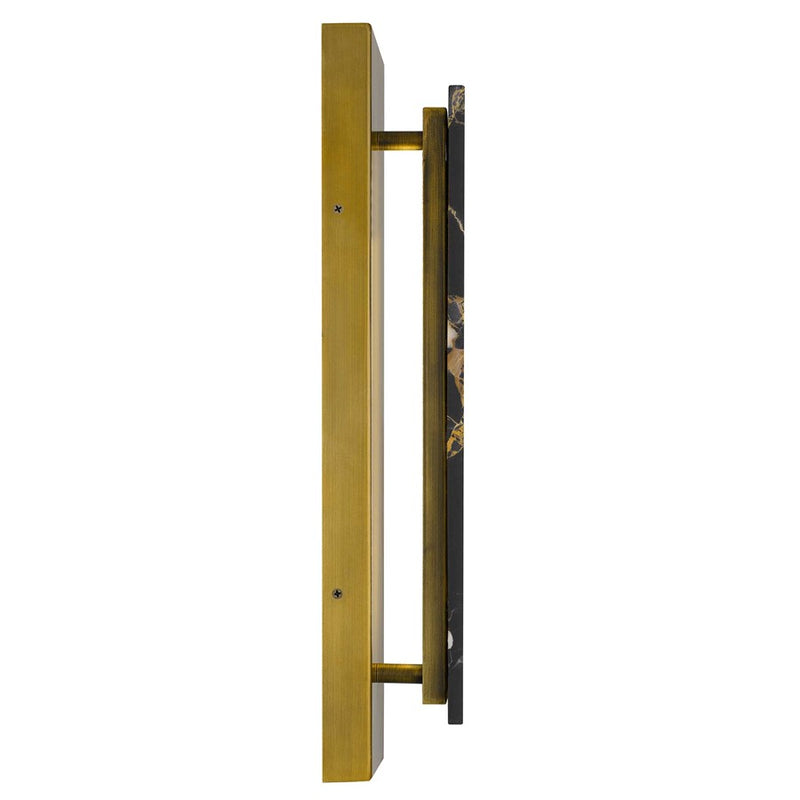 Alteck Zoey 18in 1-Light LED Outdoor Wall Sconce | Contemporary Painted Antique Brass and Black Marble | Entryway & Patio | Model AW0123-3CCT-W-PAB