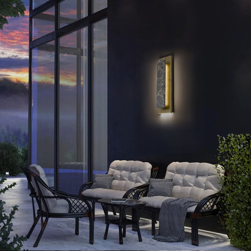Alteck Zoey 24in 1-Light Outdoor Wall Sconce | Contemporary Painted Antique Brass Aluminum and Silk Screen Glass | Entryway | Model AW0124-3CCT-W-PAB
