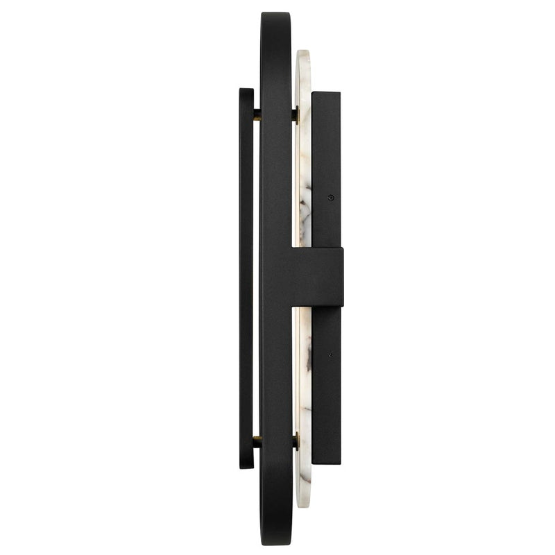 Alteck Roundabout 22in 1-Light LED Outdoor Sconce | Contemporary Painted Antique Brass and Silk Screen Glass | Entryway | Model AW0125-3CCT-W-BK