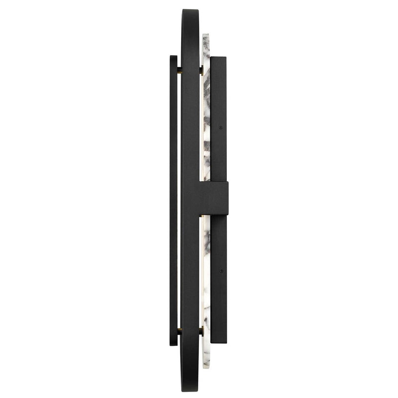 Alteck Roundabout 28in 1-Light LED Outdoor Wall Sconce | Contemporary Sand Black Aluminum and Silk Screen Glass | Entryway | Model AW0126-3CCT-W-BK
