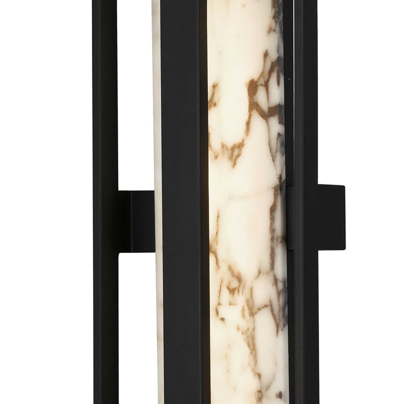 Alteck Roundabout 28in 1-Light LED Outdoor Wall Sconce | Contemporary Sand Black Aluminum and Silk Screen Glass | Entryway | Model AW0126-3CCT-W-BK