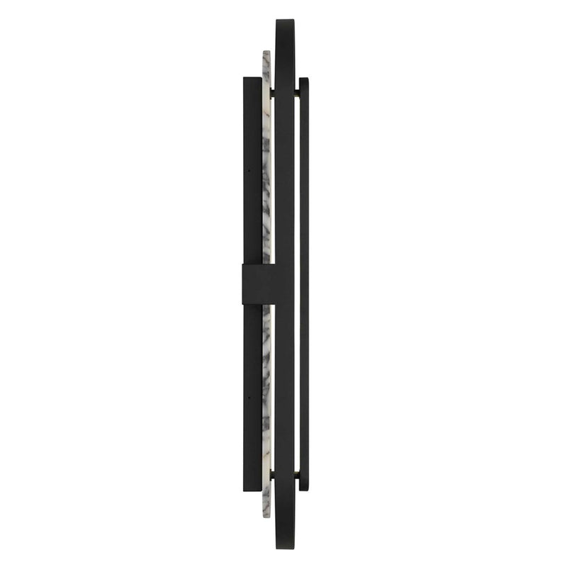 Alteck Roundabout 36in 1-Light Outdoor Wall Sconce | Contemporary Sand Black Aluminum and Silk Screen Glass | Entryway | Model AW0127-3CCT-W-BK