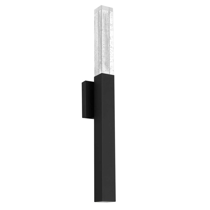 Alteck Folio 32in 1-Light Outdoor Sconce | Contemporary Sand Black Aluminum and Clear Wispy Glass | Entryway & Patio | Model AW0128-3CCT-W-BK