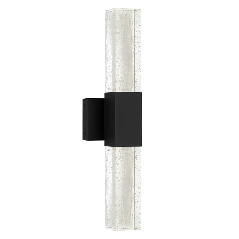 Alteck Folio 24in 1-Light LED Outdoor Wall Sconce | Contemporary Sand Black Aluminum and Clear Wispy Glass | Entryway | Model AW0129-3CCT-W-BK