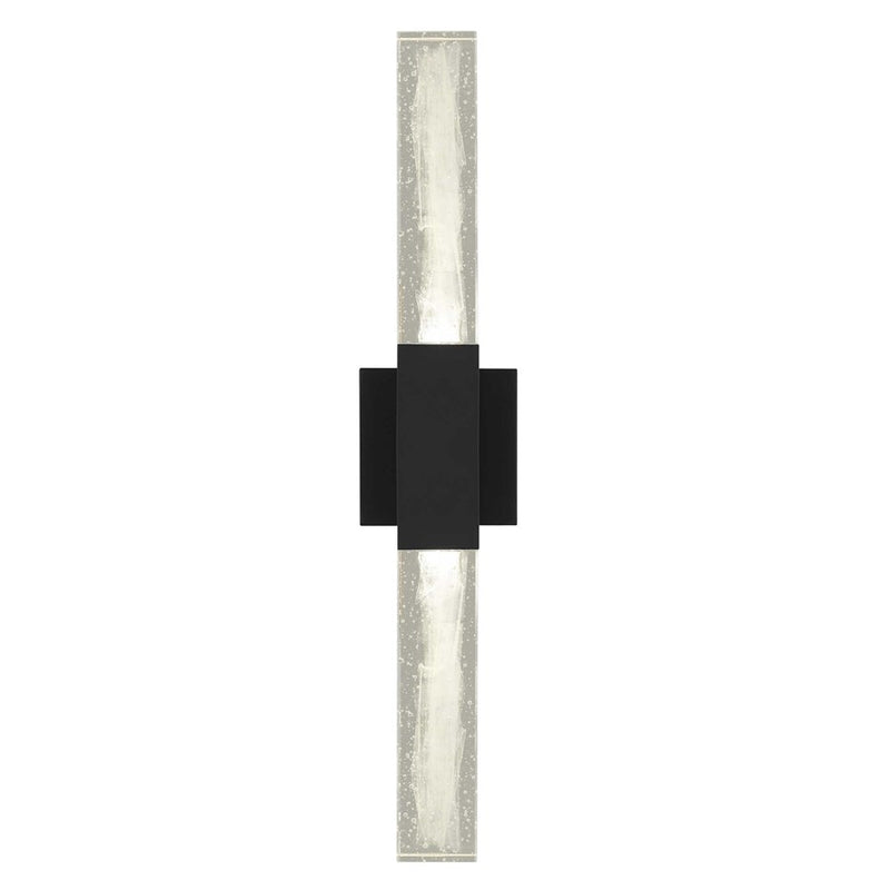 Alteck Folio 24in 1-Light LED Outdoor Wall Sconce | Contemporary Sand Black Aluminum and Clear Wispy Glass | Entryway | Model AW0129-3CCT-W-BK