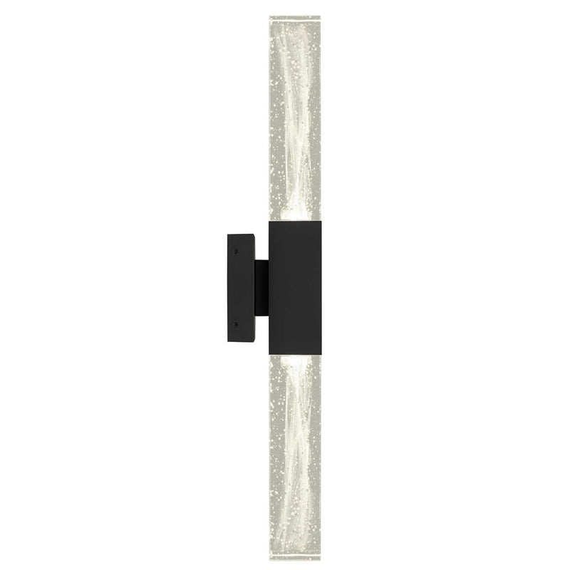 Alteck Folio 24in 1-Light LED Outdoor Wall Sconce | Contemporary Sand Black Aluminum and Clear Wispy Glass | Entryway | Model AW0129-3CCT-W-BK