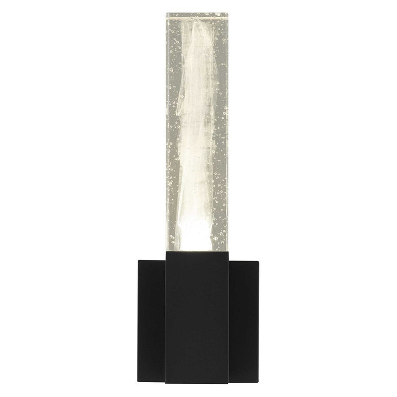 Alteck Folio 14in LED Outdoor Sconce | Contemporary Sand Black and Clear Wispy Glass | Porch & Entryway | 653 Lumens, 3-CCT | Model AW0130-3CCT-W-BK