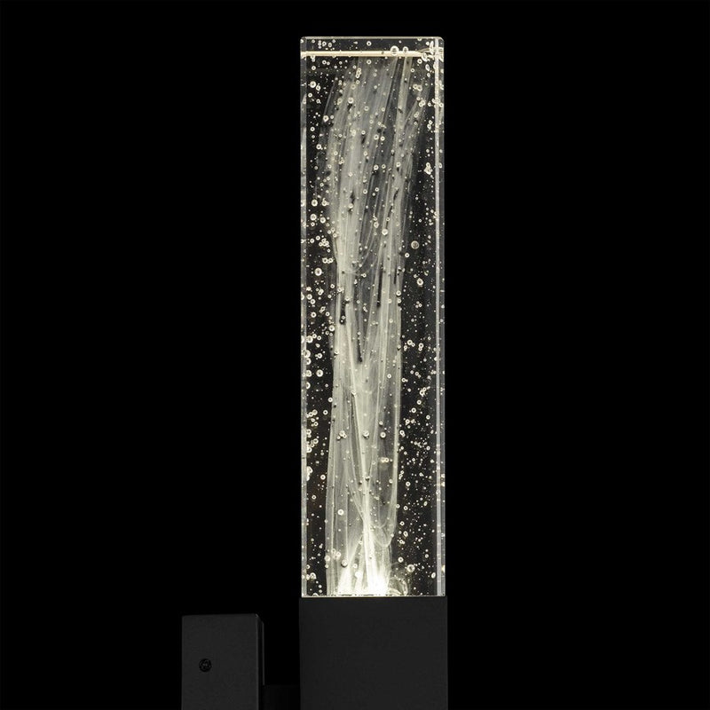 Alteck Folio 14in LED Outdoor Sconce | Contemporary Sand Black and Clear Wispy Glass | Porch & Entryway | 653 Lumens, 3-CCT | Model AW0130-3CCT-W-BK