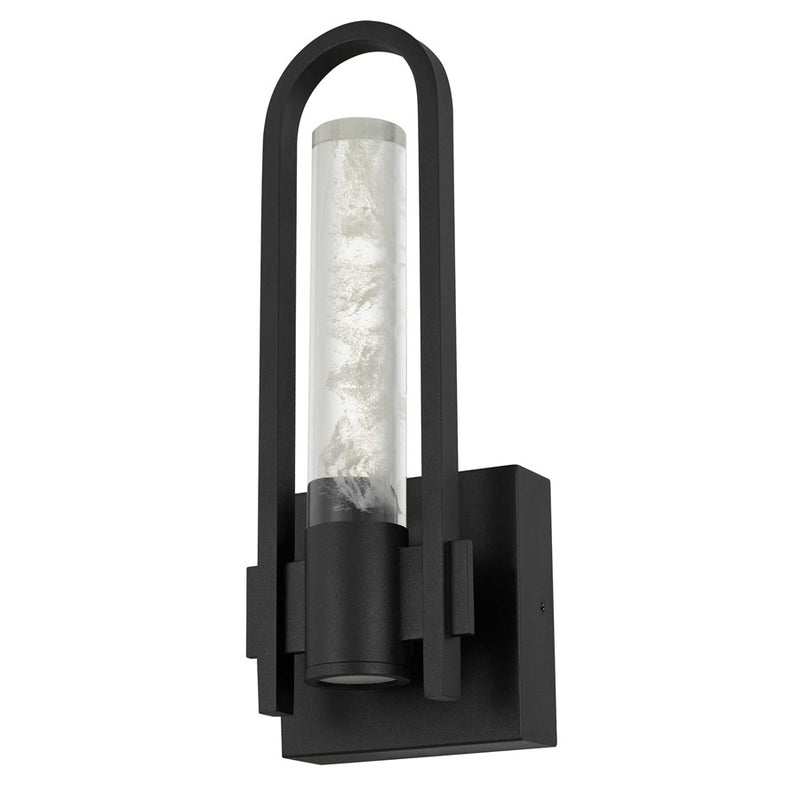 Alteck Arch 12.75in LED Outdoor Wall Sconce | Contemporary Sand Black Aluminum and Clear Wispy Opal Glass | Patio & Entryway | Model AW0131-3CCT-W-BK