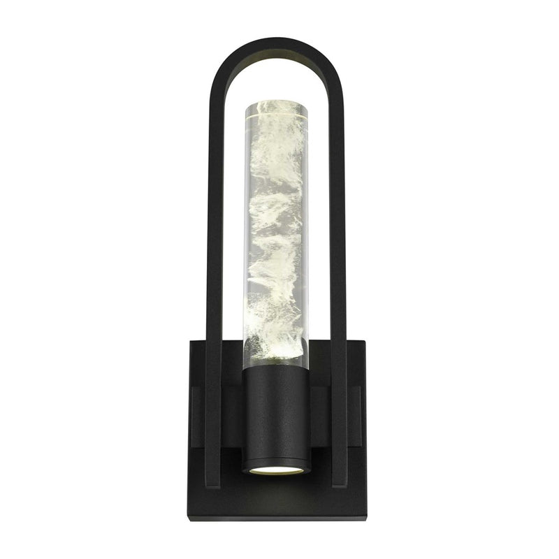 Alteck Arch 12.75in LED Outdoor Wall Sconce | Contemporary Sand Black Aluminum and Clear Wispy Opal Glass | Patio & Entryway | Model AW0131-3CCT-W-BK