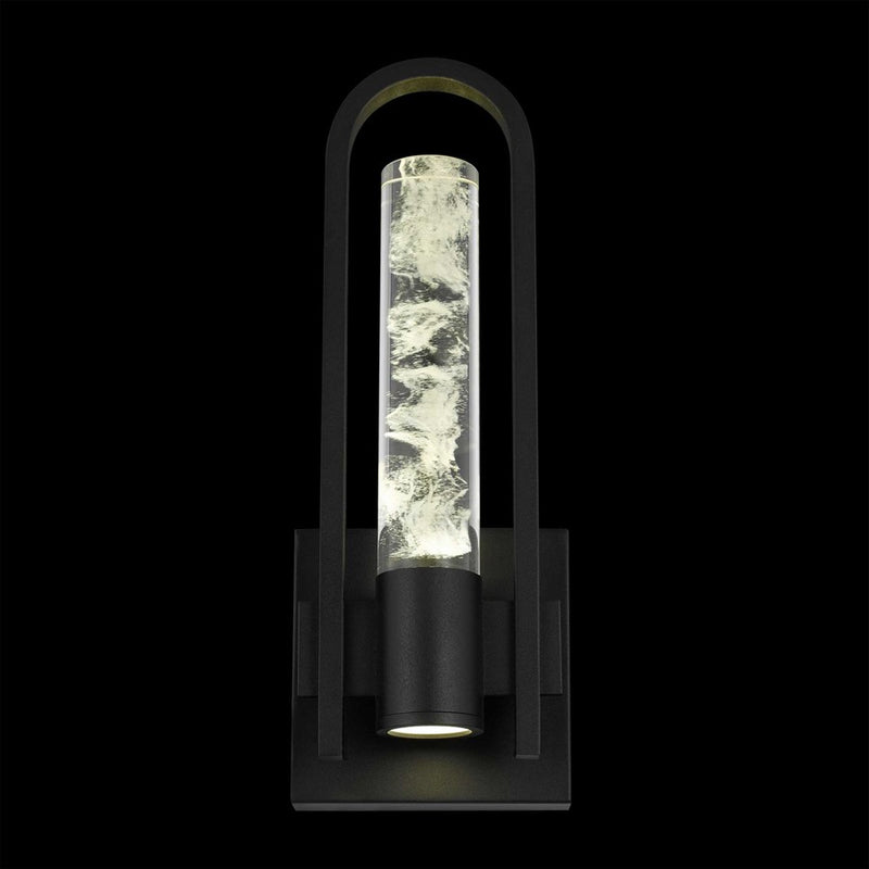 Alteck Arch 12.75in LED Outdoor Wall Sconce | Contemporary Sand Black Aluminum and Clear Wispy Opal Glass | Patio & Entryway | Model AW0131-3CCT-W-BK