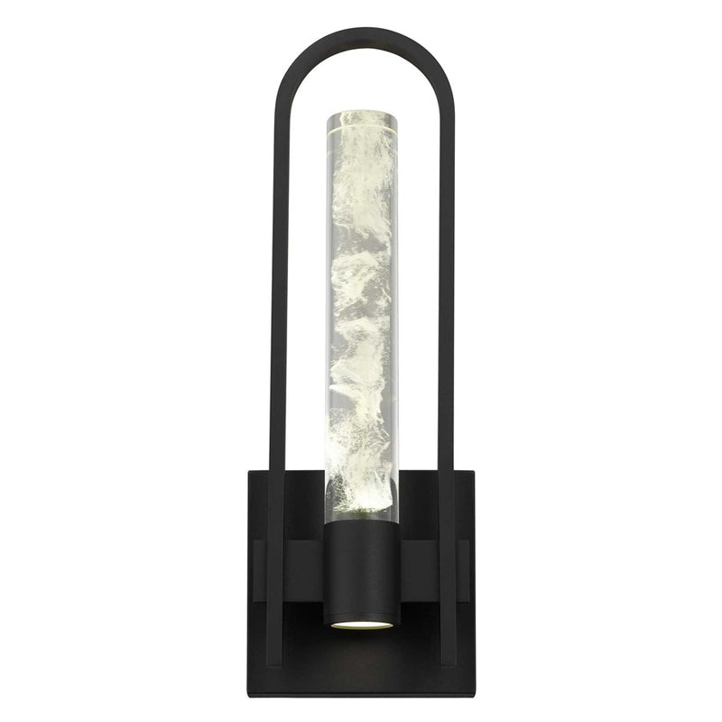 Alteck Arch 18in 1-Light Outdoor Sconce | Contemporary Sand Black and Clear Wispy Glass | Entryway & Patio | Model AW0132-3CCT-W-BK