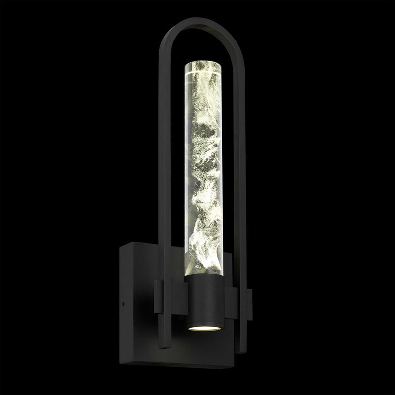 Alteck Arch 18in 1-Light Outdoor Sconce | Contemporary Sand Black and Clear Wispy Glass | Entryway & Patio | Model AW0132-3CCT-W-BK