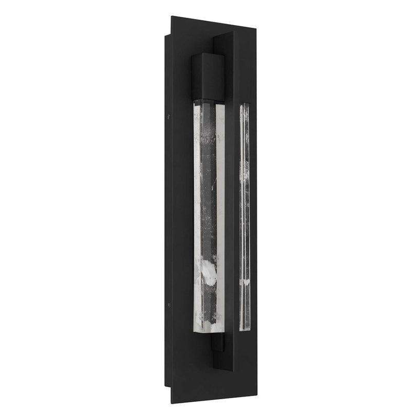 Alteck Rivera 20in LED Outdoor Wall Sconce | Contemporary Sand Black Aluminum and Cloudy Crystal | Entryway & Covered Patio | Model AW0133-3CCT-W-BK