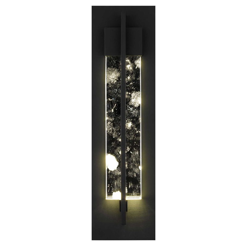 Alteck Rivera 20in LED Outdoor Wall Sconce | Contemporary Sand Black Aluminum and Cloudy Crystal | Entryway & Covered Patio | Model AW0133-3CCT-W-BK