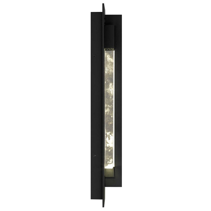 Alteck Rivera 20in LED Outdoor Wall Sconce | Contemporary Sand Black Aluminum and Cloudy Crystal | Entryway & Covered Patio | Model AW0133-3CCT-W-BK