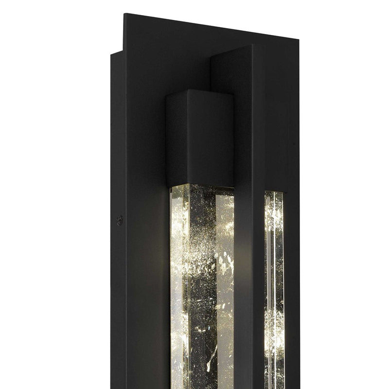 Alteck Rivera 20in LED Outdoor Wall Sconce | Contemporary Sand Black Aluminum and Cloudy Crystal | Entryway & Covered Patio | Model AW0133-3CCT-W-BK