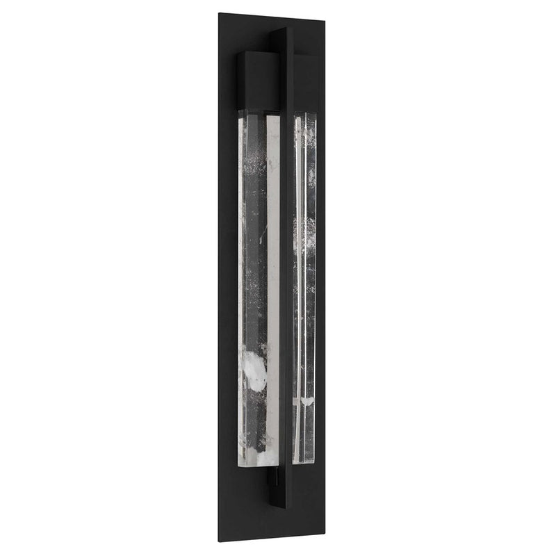Alteck Rivera 26in 1-Light Outdoor Wall Sconce | Contemporary Sand Black and Cloudy Crystal | Entryway & Patio | Model AW0134-3CCT-W-BK