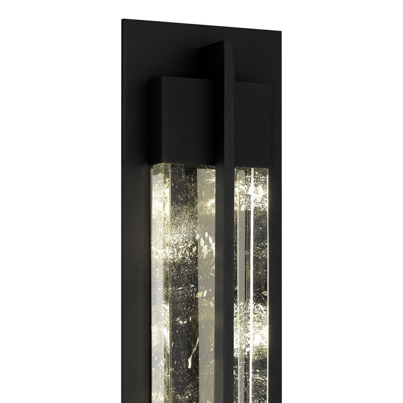 Alteck Rivera 26in 1-Light Outdoor Wall Sconce | Contemporary Sand Black and Cloudy Crystal | Entryway & Patio | Model AW0134-3CCT-W-BK