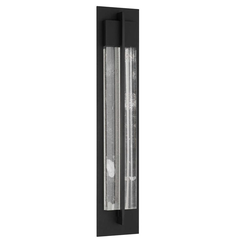 Alteck Rivera 32in 1-Light LED Outdoor Wall Sconce | Contemporary Sand Black and Cloudy Glass | Entryway & Patio | Model AW0135-3CCT-W-BK