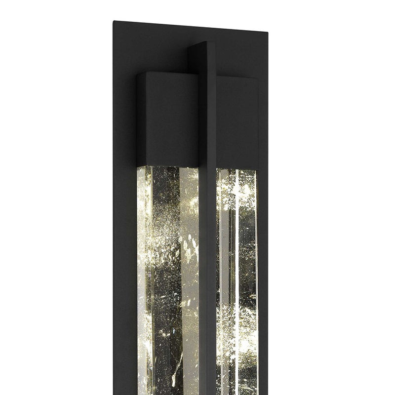 Alteck Rivera 32in 1-Light LED Outdoor Wall Sconce | Contemporary Sand Black and Cloudy Glass | Entryway & Patio | Model AW0135-3CCT-W-BK