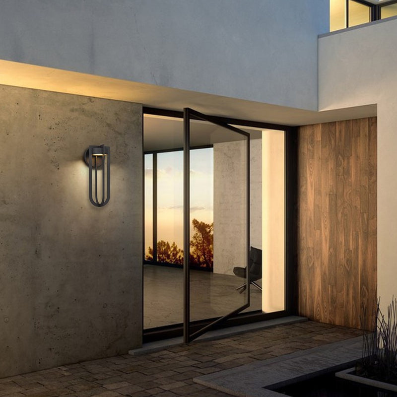 Alteck Furo 16.38in 1-Light LED Outdoor Sconce | Contemporary Dark Bronze Aluminum and Sand Blast Glass | Entryway & Patio | Model AW0139-3CCT-W-DB
