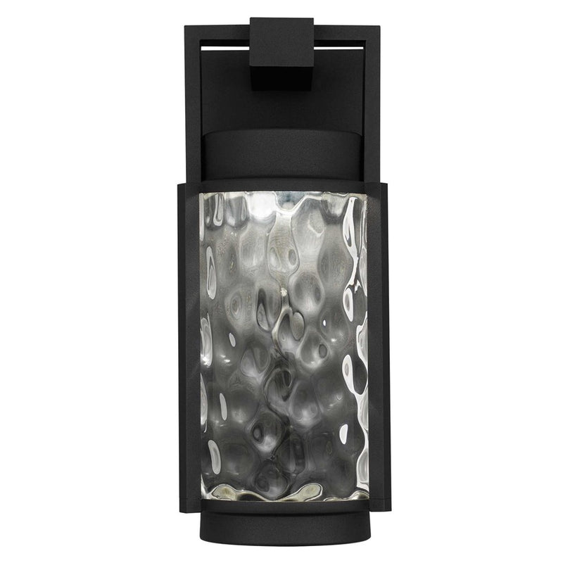 Alteck Winston 12in 1-Light LED Outdoor Wall Sconce | Contemporary Sand Black Aluminum and Clear Hammered Glass | Entryway | Model AW0140-3CCT-W-BK