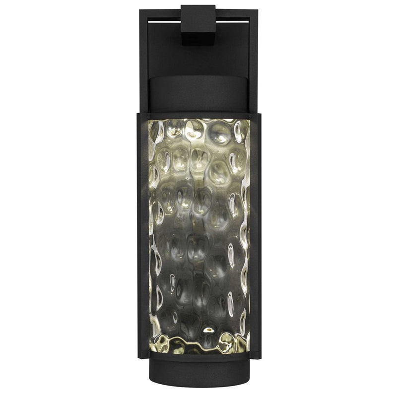 Alteck Winston 17in LED Outdoor Sconce | Contemporary Sand Black and Clear Hammered Glass | Porch & Garage | 532 Lumens | Model AW0141-3CCT-W-BK