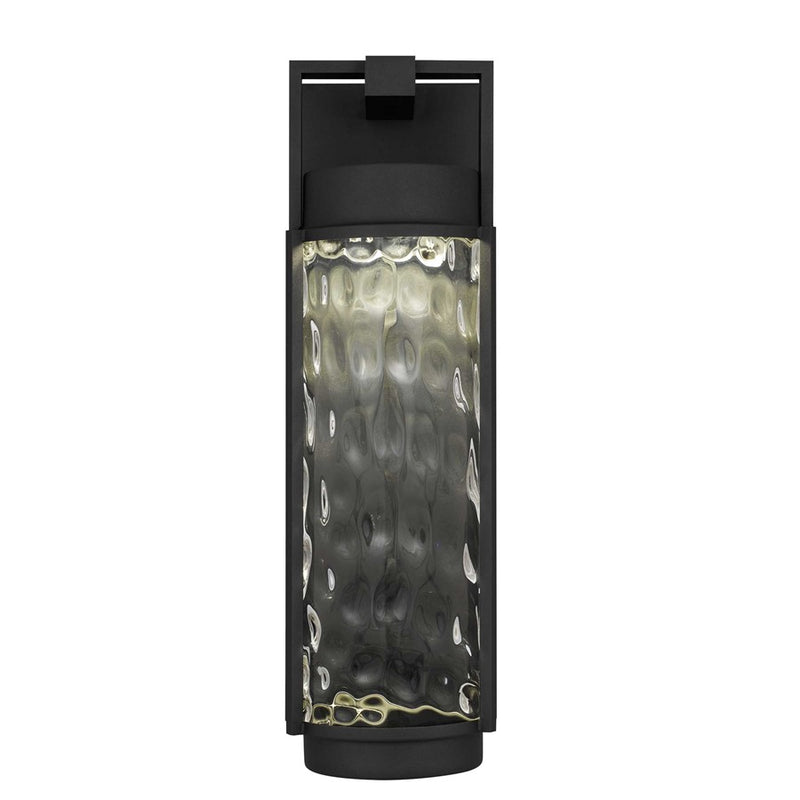 Alteck Winston 22in LED Outdoor Sconce | Contemporary Sand Black and Clear Hammered Glass | Porch & Garage | 633 Lumens | Model AW0142-3CCT-W-BK