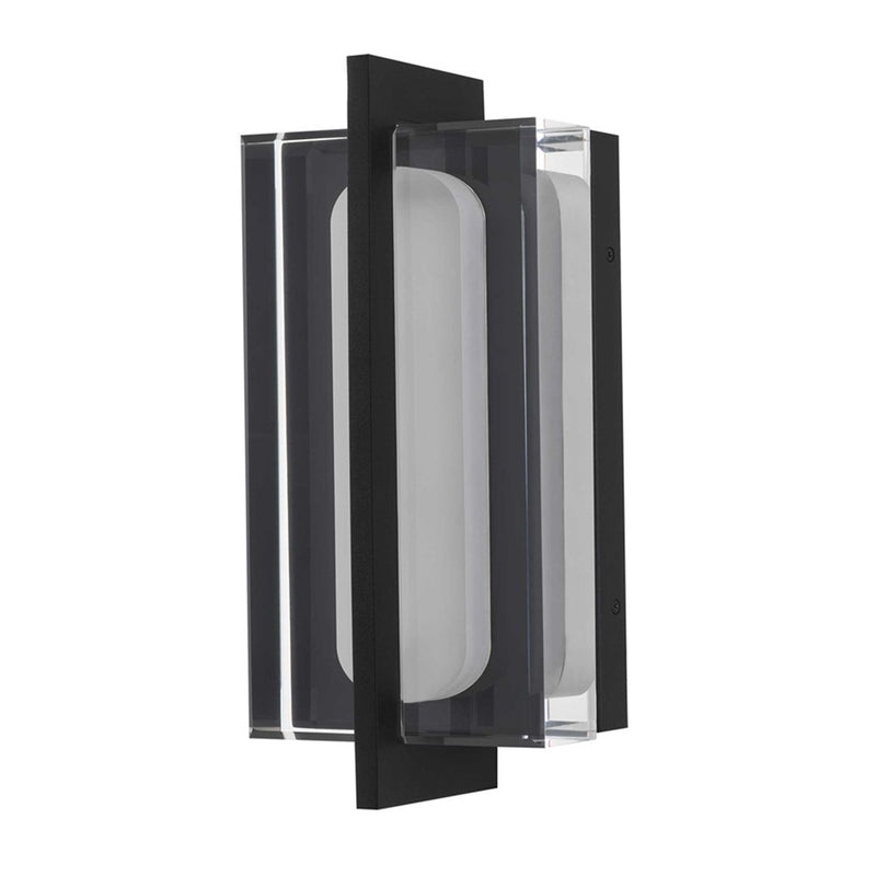 Alteck Avani 14.5in LED Outdoor Wall Sconce | Contemporary Sand Black and Clear Acrylic | Entryway & Patio | 5 x 14.62 in | Model AW0143-3CCT-W-BK