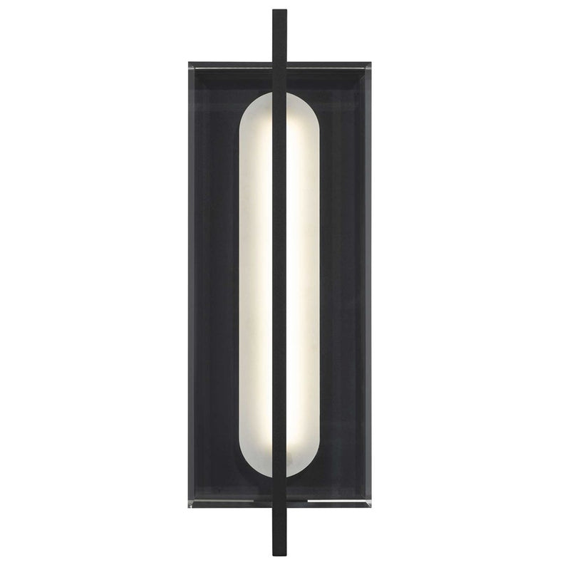 Alteck Avani 14.5in LED Outdoor Wall Sconce | Contemporary Sand Black and Clear Acrylic | Entryway & Patio | 5 x 14.62 in | Model AW0143-3CCT-W-BK