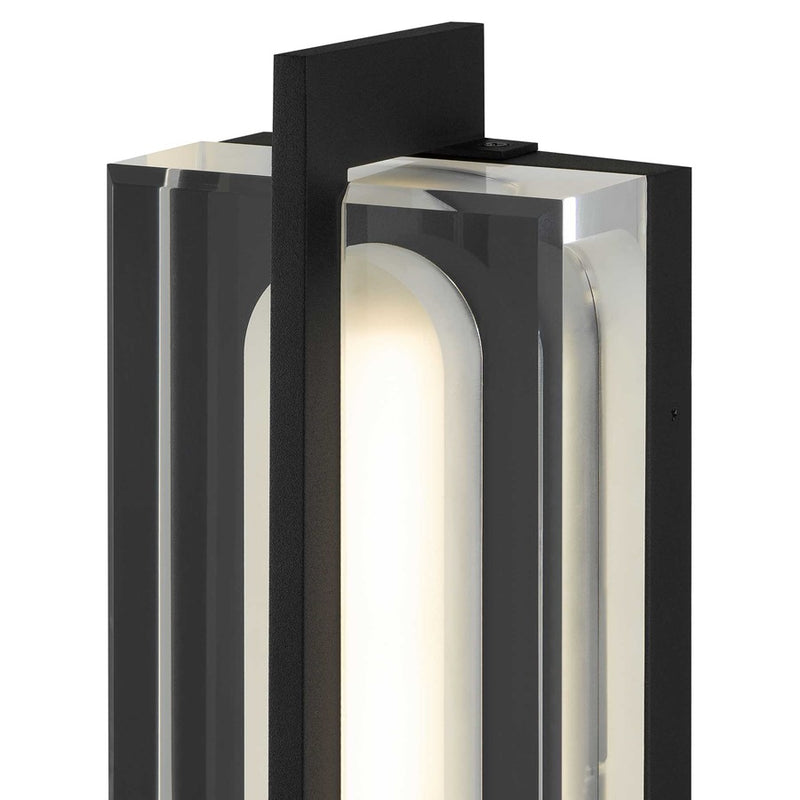 Alteck Avani 14.5in LED Outdoor Wall Sconce | Contemporary Sand Black and Clear Acrylic | Entryway & Patio | 5 x 14.62 in | Model AW0143-3CCT-W-BK