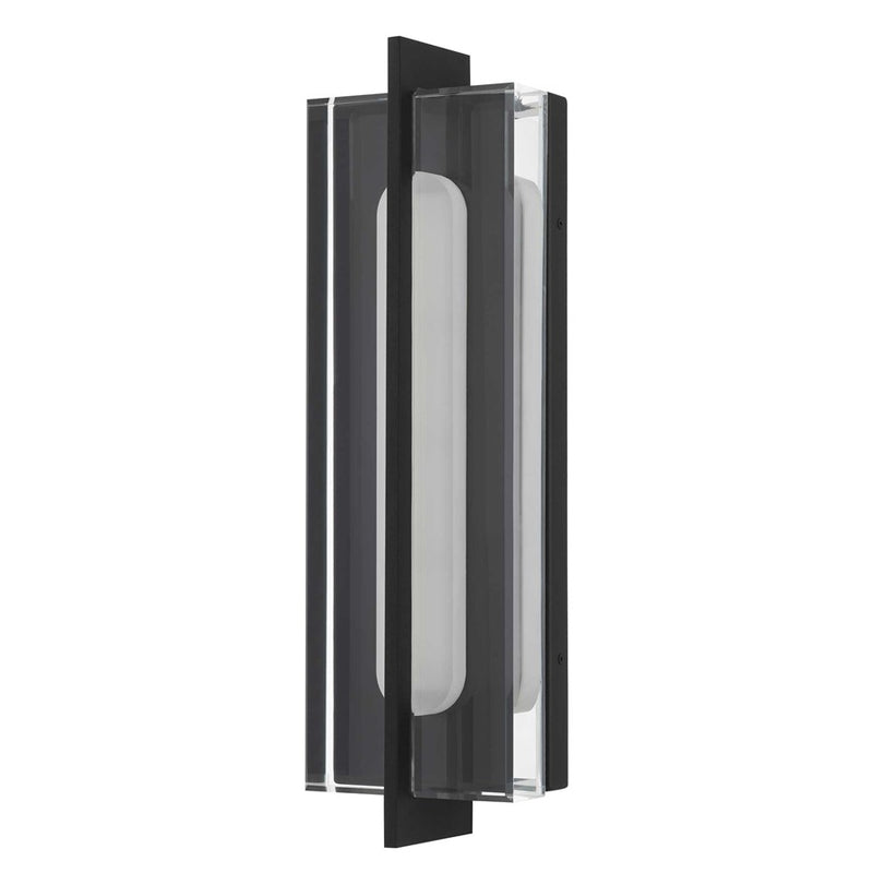 Alteck Avani 20in 1-Light Outdoor Wall Sconce | Contemporary Sand Black and Clear Acrylic | Entryway & Patio | Model AW0144-3CCT-W-BK