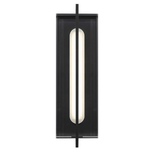 Alteck Avani 20" LED Outdoor Sconce, Black/Clear, Sand Black