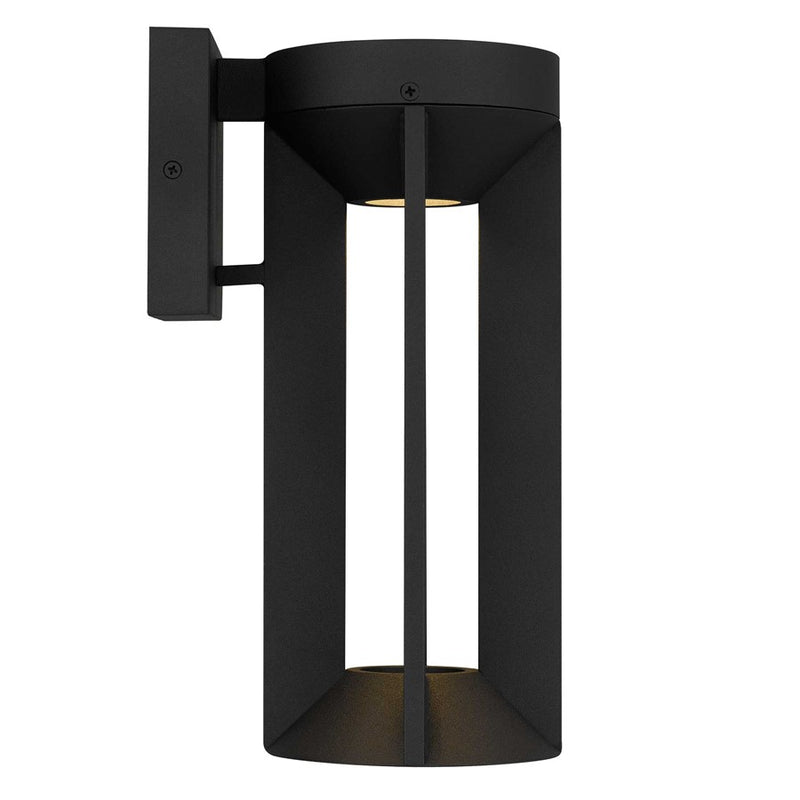 Alteck Aura 12in LED Outdoor Sconce | Contemporary Sand Black and Sand Blast Glass | Porch & Garage | 150 Lumens, 3-CCT | Model AW0145-3CCT-W-BK