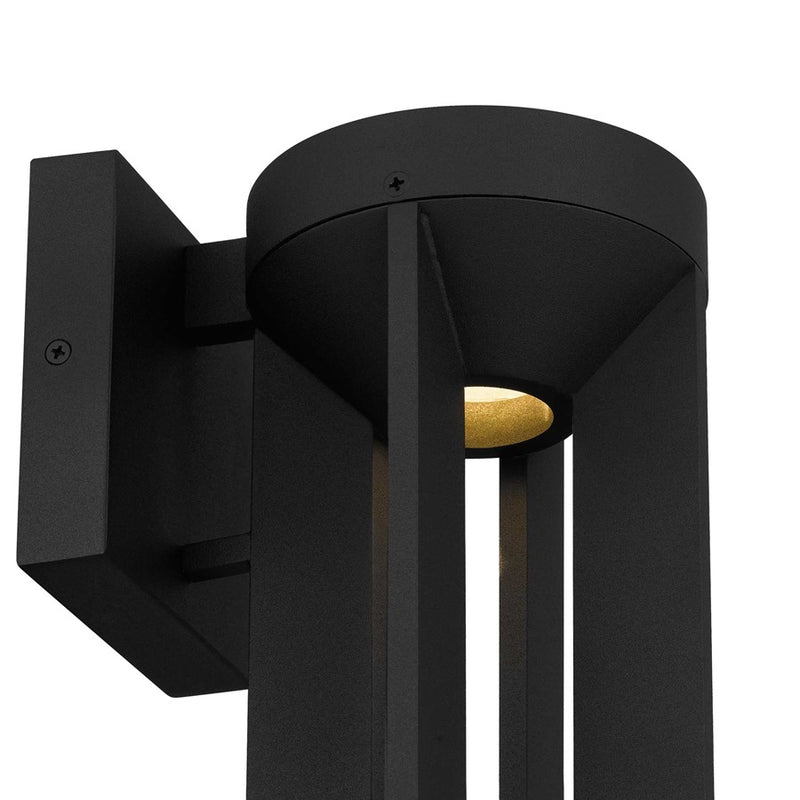 Alteck Aura 12in LED Outdoor Sconce | Contemporary Sand Black and Sand Blast Glass | Porch & Garage | 150 Lumens, 3-CCT | Model AW0145-3CCT-W-BK