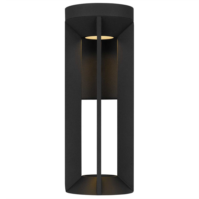 Alteck Aura 16in LED Outdoor Wall Sconce | Contemporary Sand Black Aluminum and Sand Blast Glass | Patio & Entryway | Model AW0146-3CCT-W-BK