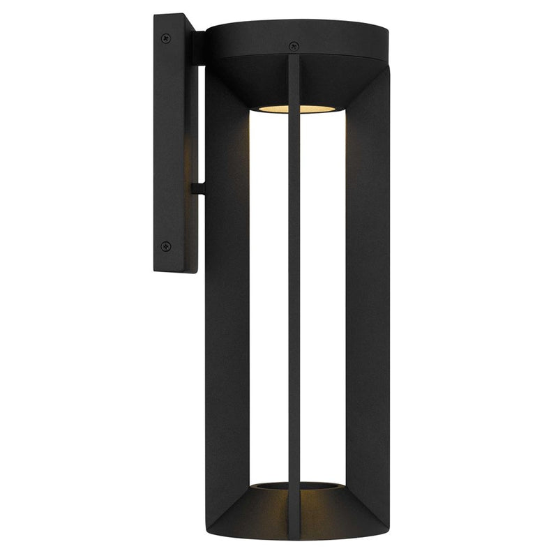 Alteck Aura 16in LED Outdoor Wall Sconce | Contemporary Sand Black Aluminum and Sand Blast Glass | Patio & Entryway | Model AW0146-3CCT-W-BK