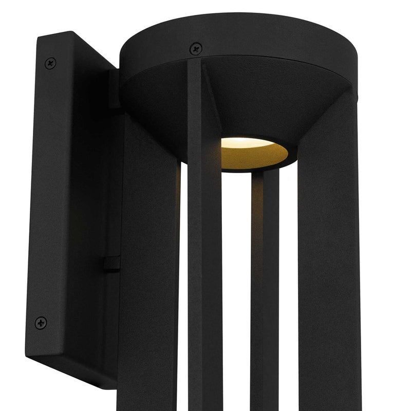 Alteck Aura 16in LED Outdoor Wall Sconce | Contemporary Sand Black Aluminum and Sand Blast Glass | Patio & Entryway | Model AW0146-3CCT-W-BK