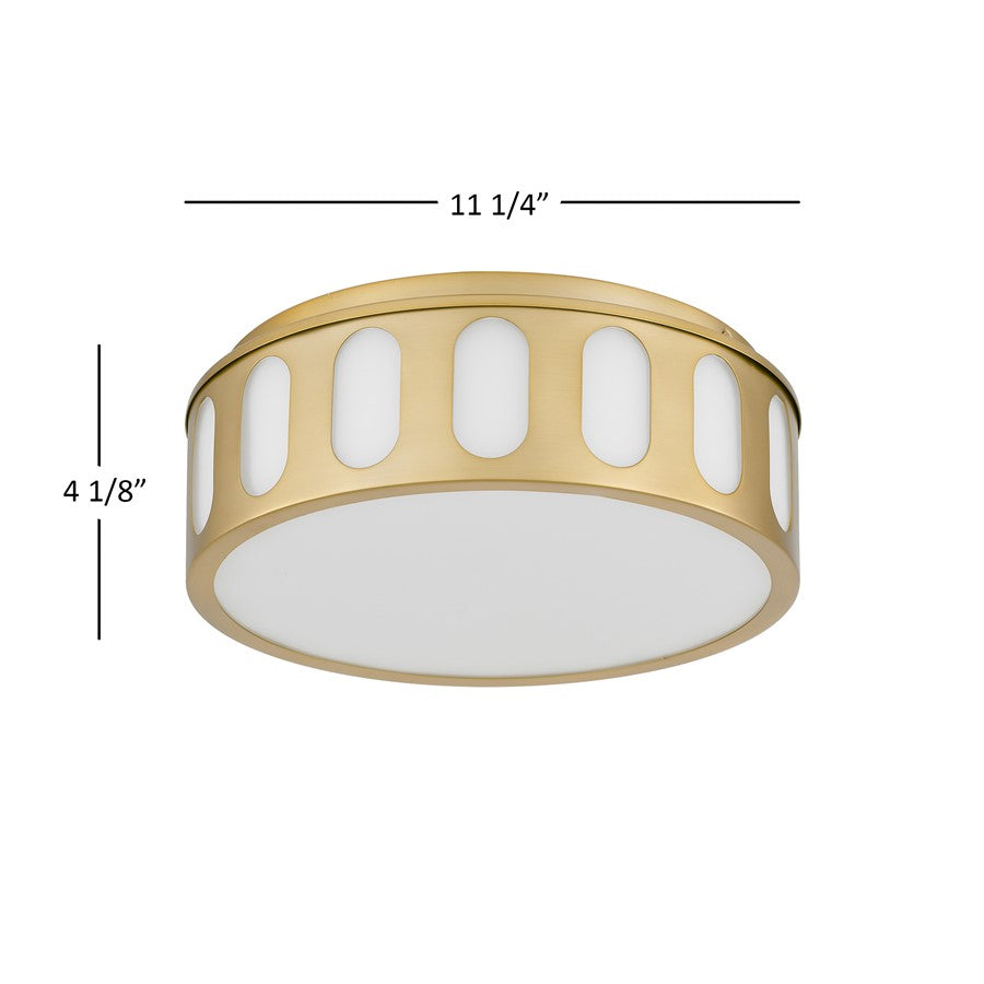 Alteck Opera 11.25" LED Flush Mount, Antiuqe, Antique Brass - BFM0022-5CCT-AB